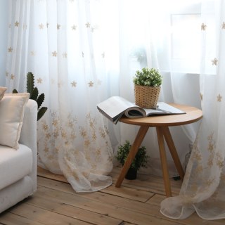 Touch Of Grace Brodé Beige Fleur Rideau Voile 4