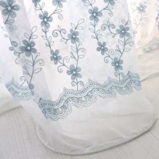 Touch of Grace bleu brodé fleur voile rideau 5