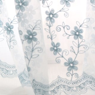 Touch of Grace bleu brodé fleur voile rideau 9