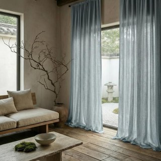 Wabi Sabi Lin pur Lin Haze Bleu Voile Rideau 1