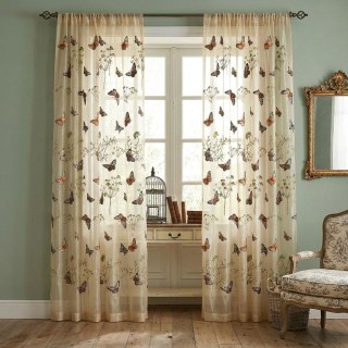 Jardin de Papillons Brodé Floral Organza Voile Rideau 2