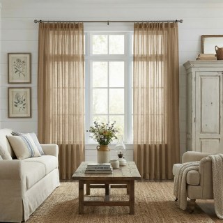 Daytime Textured Weaves Light Brown Sheer Voile Curtain
Jour Texturé Tissé Beige Clair Rideau Voile Transparent