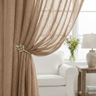 Daytime Textured Weaves Light Brown Sheer Voile Curtain
Jour Texturé Tissé Beige Clair Rideau Voile Transparent 2