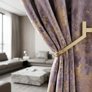 Enigma Sheen Purple Lavande Gilded Velvet Rideau 3