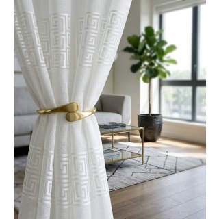 Greek Key Ivory White Heavy Mesh Net Curtain 5