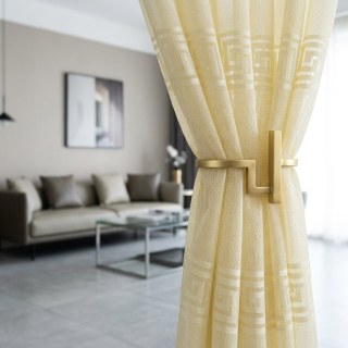 Greek Key Light Yellow Heavy Mesh Net Curtain 4