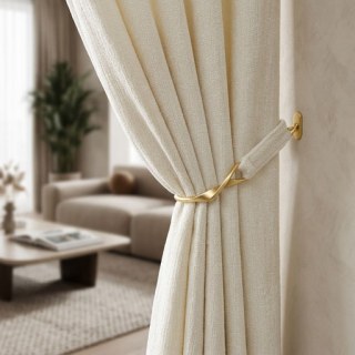 Rideau en chenille crème blanc cassé de luxe 3