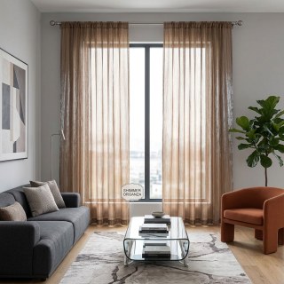 Paris Cascade Shimmering Striped Dark Brown Sheer Voile Curtain
Paris Cascade Rayé Chatoyant Brun Foncé Rideau Voile Transparent 4