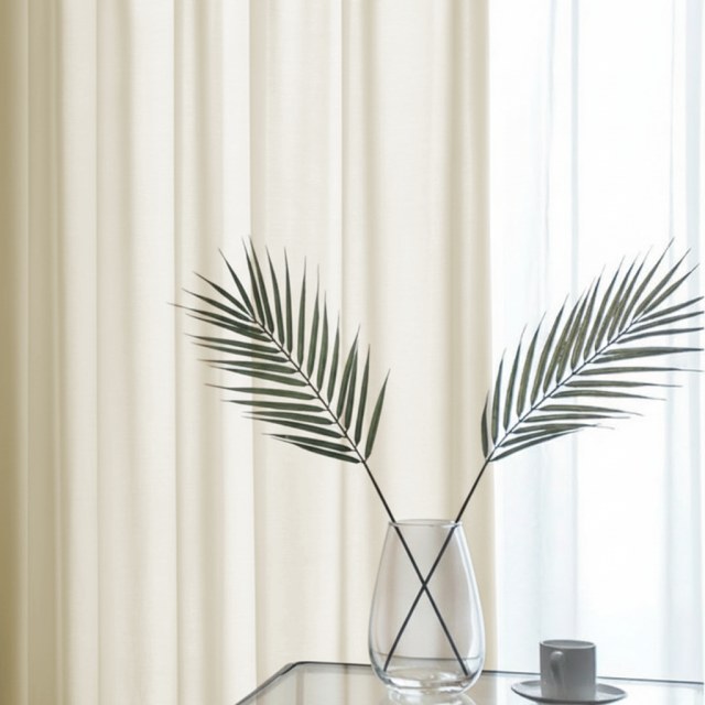 Satiné Touch Crème Voile Texturé Rideau 1