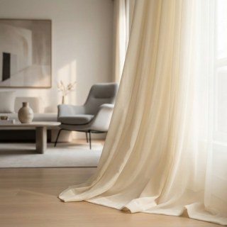 Satiné Touch Crème Voile Texturé Rideau 2
