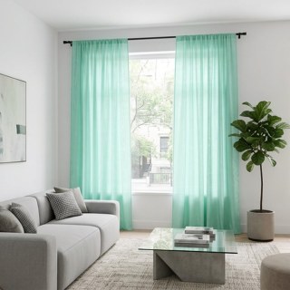 Satiné Turquoise Vert Rideau Voile 2