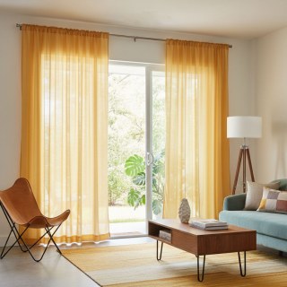 Douce Brise Moutarde Jaune Rideau Voile Chiffon