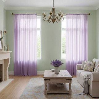 Douce Brise Violet Lilas Rideau Voile Chiffon 3
