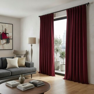Cascade Matte Ruby Rose rouge velours Rideaux 2