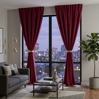 Cascade Matte Ruby Rose rouge velours Rideaux 3