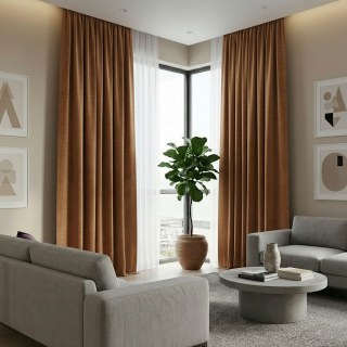 Cascade Matte Terracotta Burnt Orange Velvet Rideaux 5