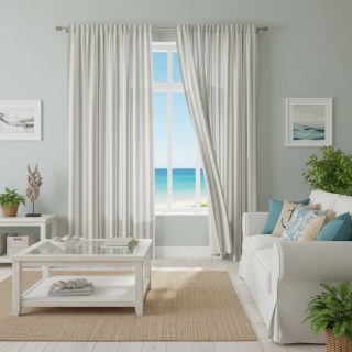 Weave Coastal cailloux gris rayé Linge naturel mélange de coton Rideaux 3