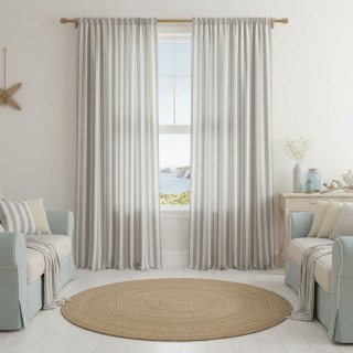 Linge de mer gris de galets rayés naturels Rideaux de coton