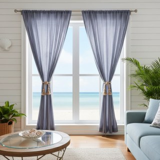 Cotton Club Pur Coton Marine Bleu Tissu Voile Semi-Transparent Lourd 2