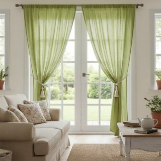 Cotton Club Pure Cotton Olive Green Heavy Semi Sheer Voile Rideau 3