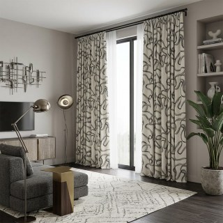 Dreamweave Noir et Blanc Abstrait Ligne Art Chenille Rideau 3