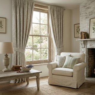 Jardin Whisper Oatmeal Linge naturel Coton Blend Rideaux Floraux 3