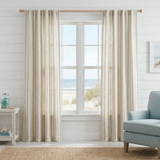 Haven Stripe Café Brown Linge naturel Coton Blend Rideaux 2
