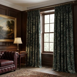 Le luxe du patrimoine Noir Vert Gilded Damask Rideaux de velours 2