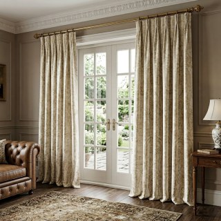 Patrimoine Luxe Off Blanc Gilded Damask Rideaux de velours 2