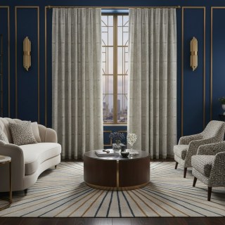 Lily Pad Luxe Jacquard Art Déco Taupe Rideaux géométriques