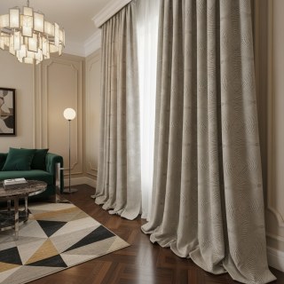 Lily Pad Luxe Jacquard Art Déco Taupe Rideaux géométriques 2