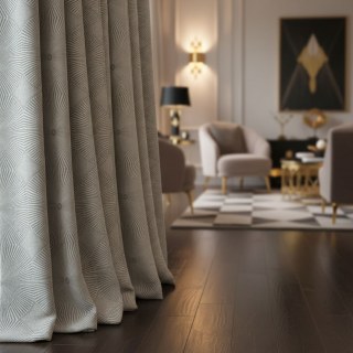 Lily Pad Luxe Jacquard Art Déco Taupe Rideaux géométriques 3