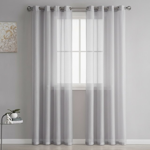 Luxe Gris Clair Rideau Voile Transparent 1