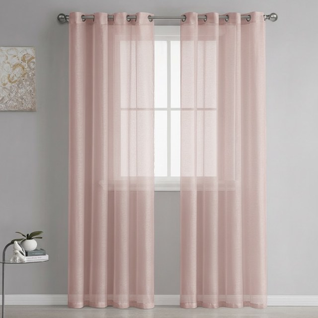 Luxe Pale Rose Poudré Rideau Voile 1
