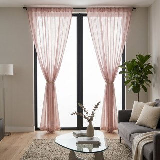 Luxe Pale Rose Poudré Rideau Voile 2