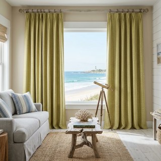 Grille naturelle Chartreuse Linge d'olive vert Cotton Blend Rideaux