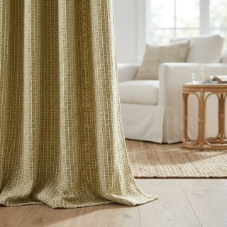 Grille naturelle Chartreuse Linge d'olive vert Cotton Blend Rideaux 3