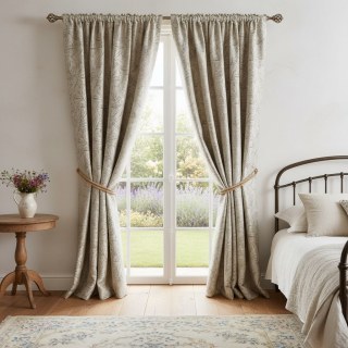 Nature's Imprint Rideaux Jacquard de Luxe Champagne Or Feuillage 4