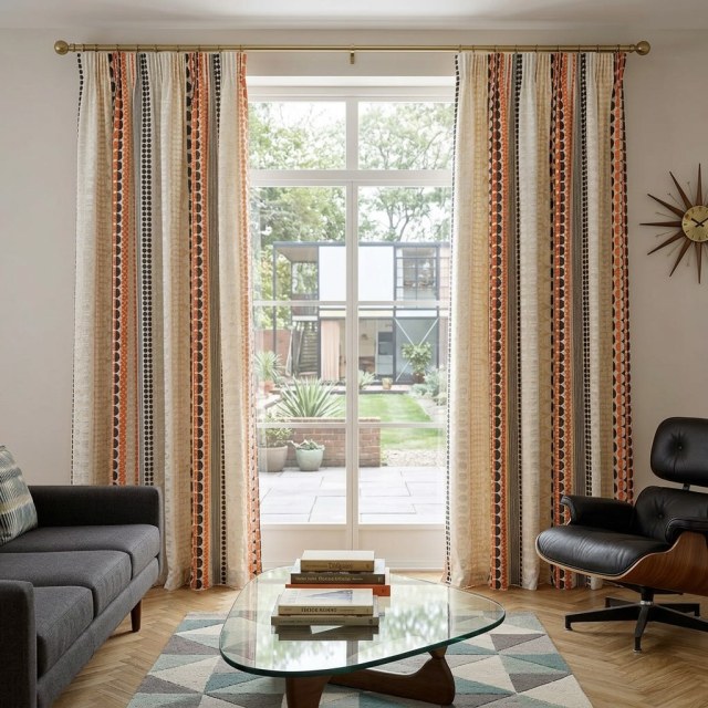 Obsédée par les pois Modern 3D Jacquard Orange Noir Motif géométrique Rideau 1