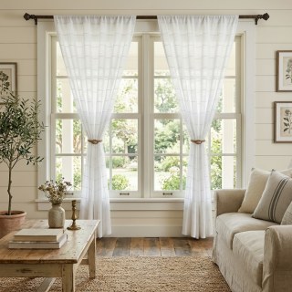 Pane Paradise Carreau Ivoire Blanc Rideaux Voile 4