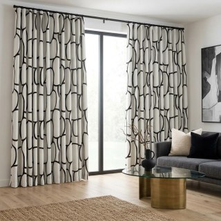 Pebble Path Geometric Circles Noir et Blanc Chenille Rideau Occultant 3