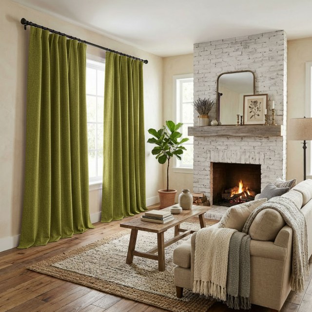 Pine Valley Olive Green Blackout Curtain 1