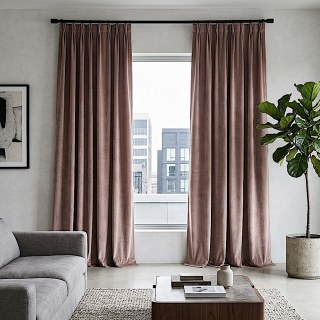 Rideau de velours rose poudré de qualité supérieure