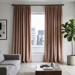 Rideau de velours rose poudré de qualité supérieure