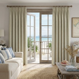 Raffia Lattice Sage Vert d'olive Linge naturel Coton Blend Rideaux