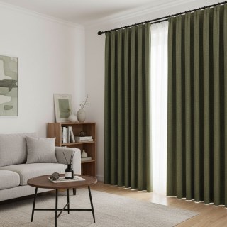 Royale Chenille Texturée Vert Olive Foncé Rideau Occultant 3