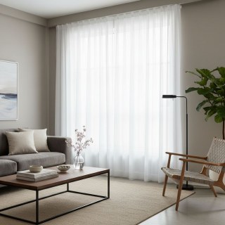 Scandinavian Blanc Rideau Voile de Coton Doux 2