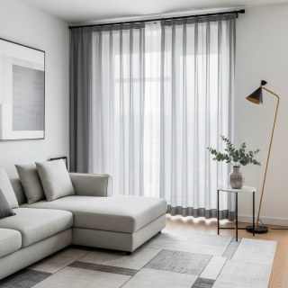 Douce Brise Gris Chiffon Voile Transparent Rideau 2