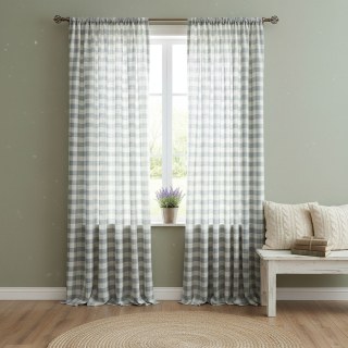 Cottage Charm Haze Blue Lin Style Gingham Check Rideaux de Plaid