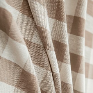 Chalet Charm Moka Style de lin brun Gingham Vérifiez les rideaux de plaid